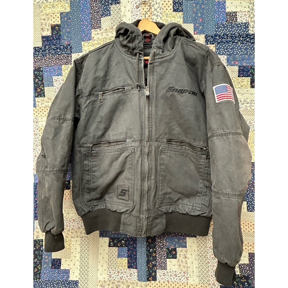 Snap-On Tools Hooded Jacket Quilt Lined Insulated Winter Coat Size L